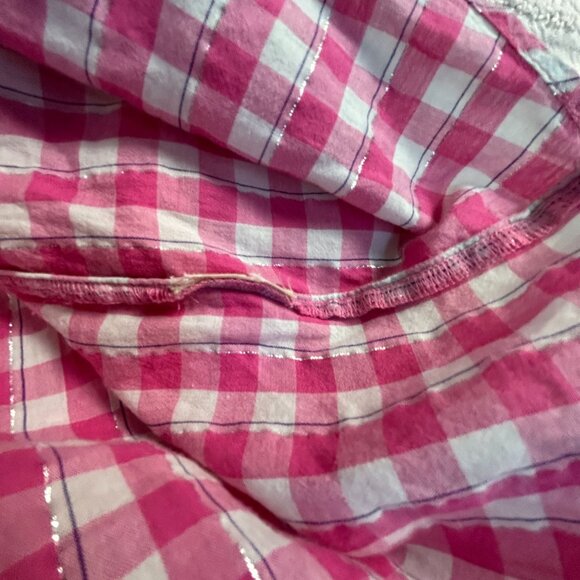 Pilcro Womens Pink & White Gingham Plaid Button-Up Shirt Medium Long Sleeve Top - Picture 4 of 7